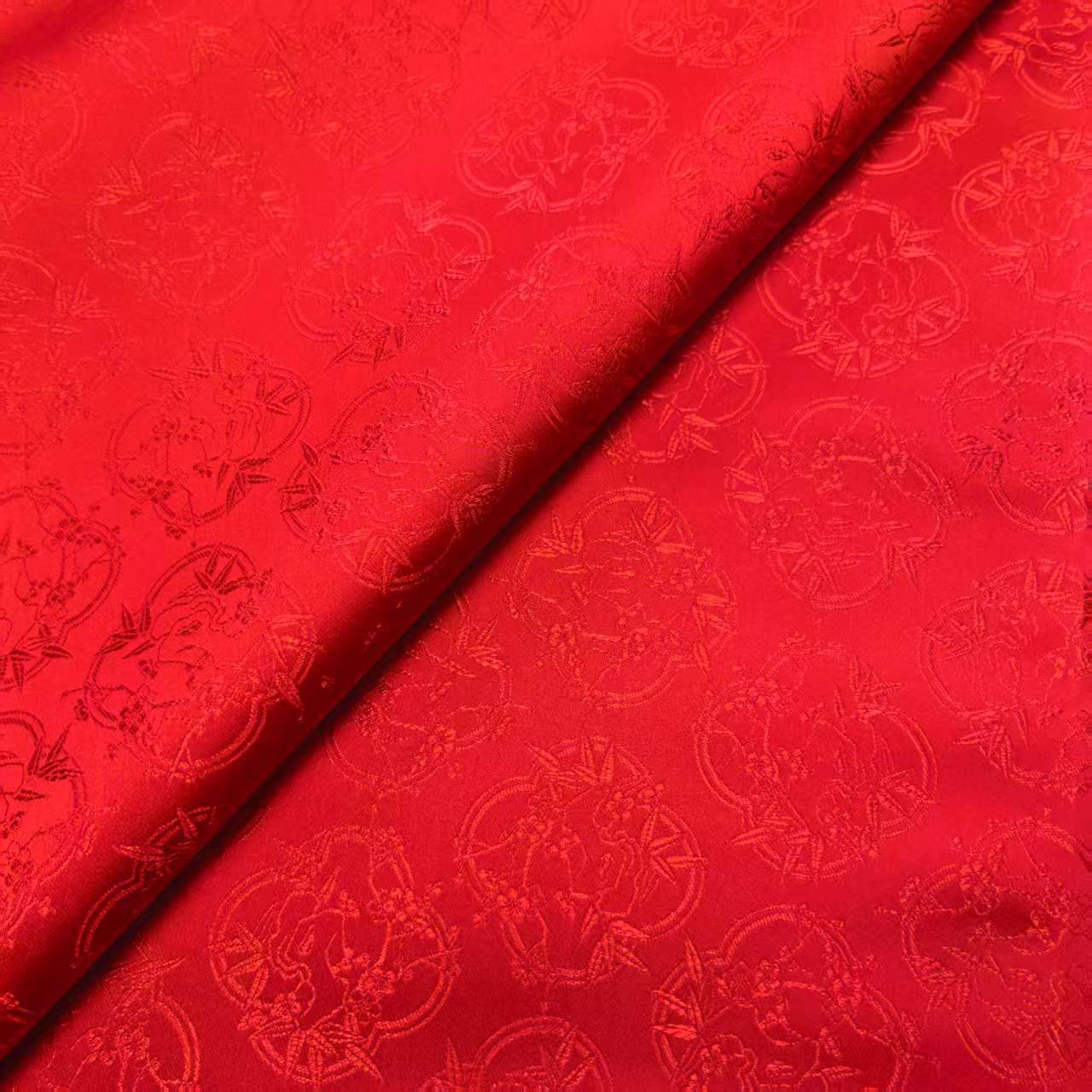 Brocade brocade, jacquard satin window decorations, plum and bamboo imitation Song dynasty Chinese qipao, Hanfu clothing and crafts, high-end linen packaging