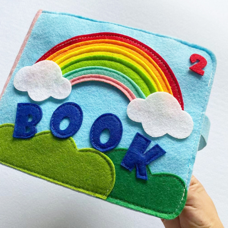 Supply rainbow felt book washable felt story cloth book children's puzzle diy non-woven early teaching manufacturers