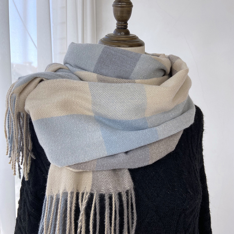 Picture of Plaid Scarf for Women 2024 New Autumn and Winter Korean Style Fashion Imitation Cashmere Tassel Shawl Thickened Warm Scarf Wholesale