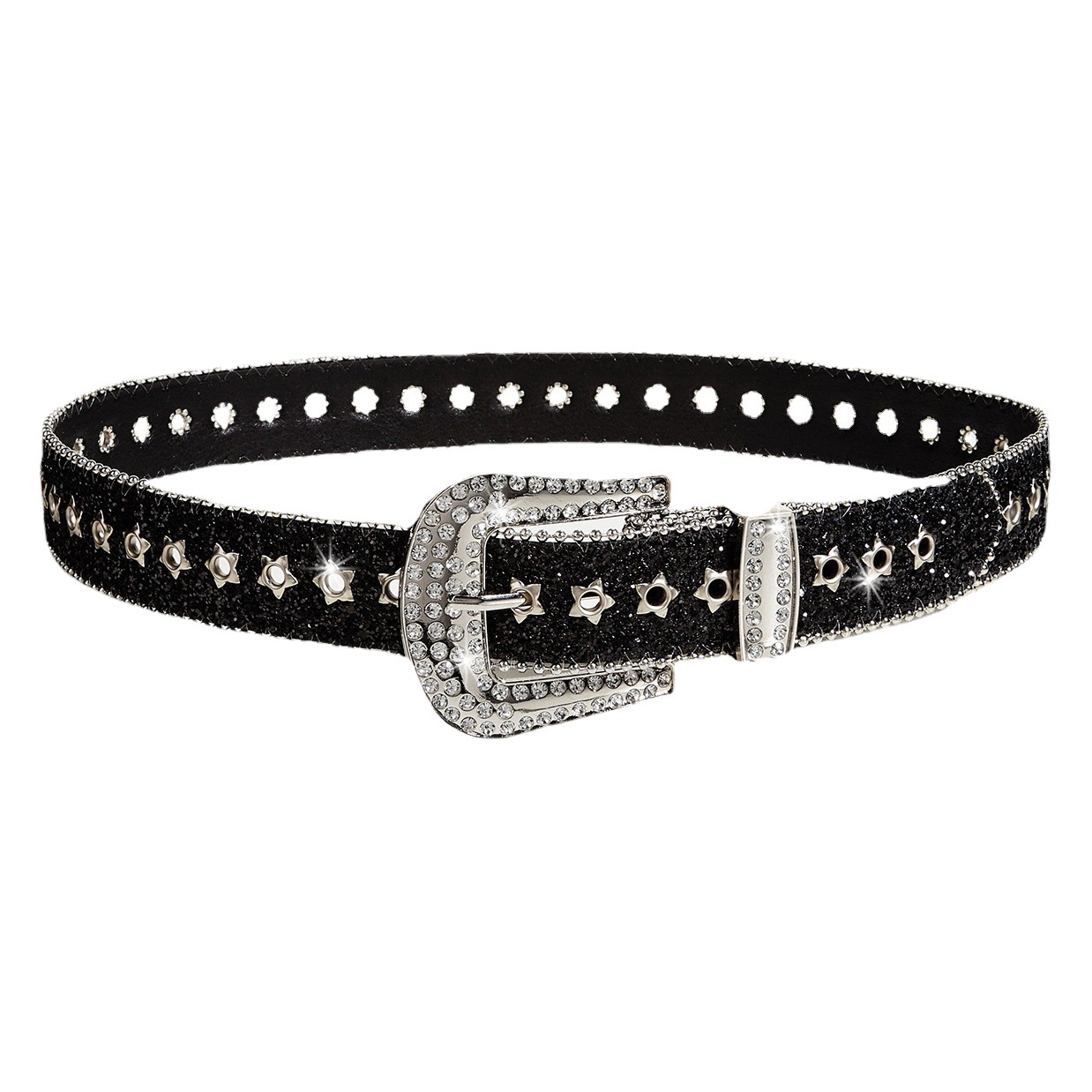 Rhinestone Belt Women's Ins Style Wide Belt Decoration European and American Fashion Personalized Sequined Jeans with Versatile Design