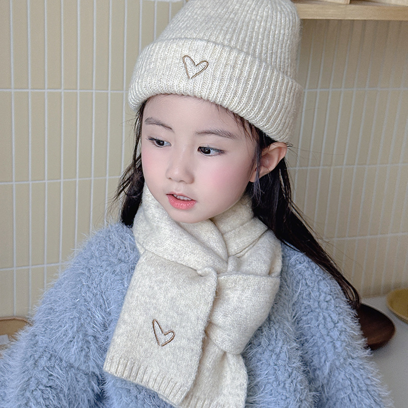 Autumn and Winter Children's Hat Scarf suit Baby Knitted Hat Wool Hat Boys' and Girls' Warm Ear Protection Cap Thickened