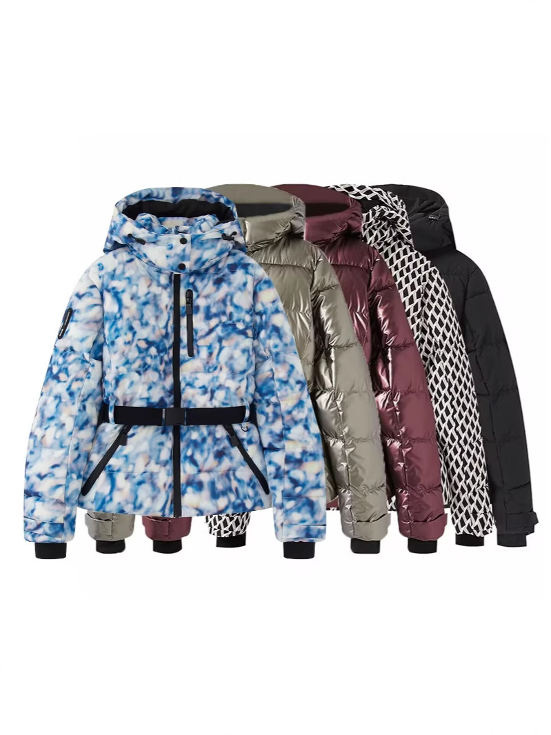 Cross-Border Aliexpress Hot-Selling Fashionable Ski Series Waist Hooded Versatile down Cotton Jacket for Women