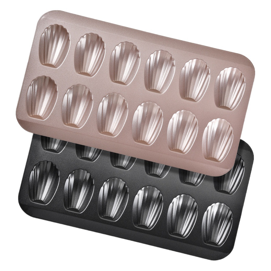 Creative Non-stick coating 12-piece shell cake mold champagne gold Madeline mold household baking dessert mold