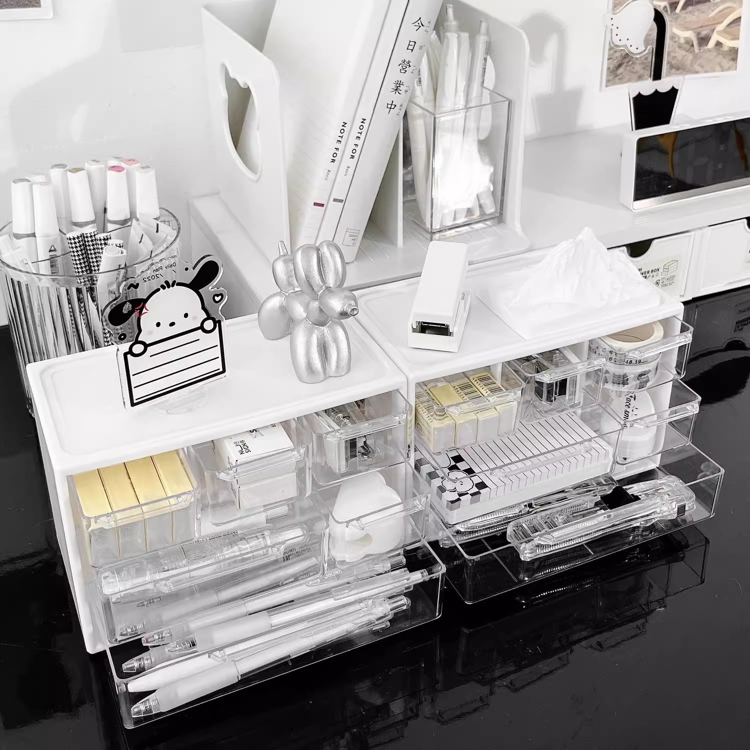 Picture of Desktop Drawer Type Transparent Storage Box Student Stationery Box Organize Simple Style Transparent Drawer Type Light Luxury Box
