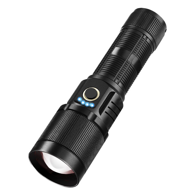 Cross-border high-end explosions white flashlight outdoor super bright USB charging flashlight zoom P90 camping lighting super long