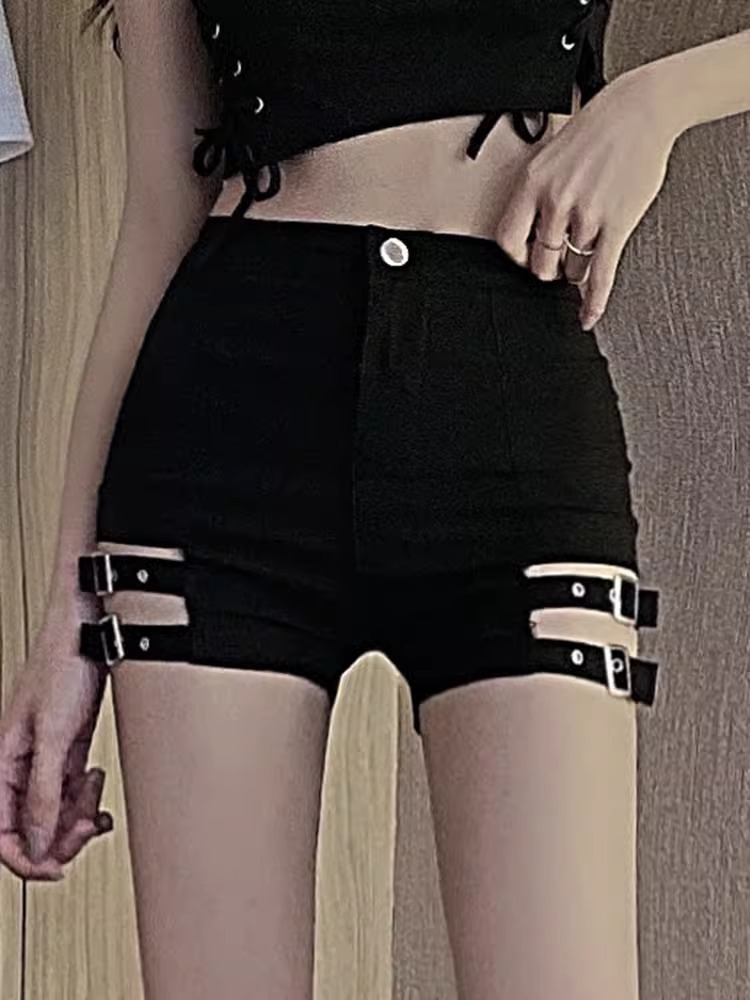 2024 Spring Internet Popular Shorts Jazz Dance Black High Waist Shorts Steel Tube Dance Hot Girls Sexy Hip Pants