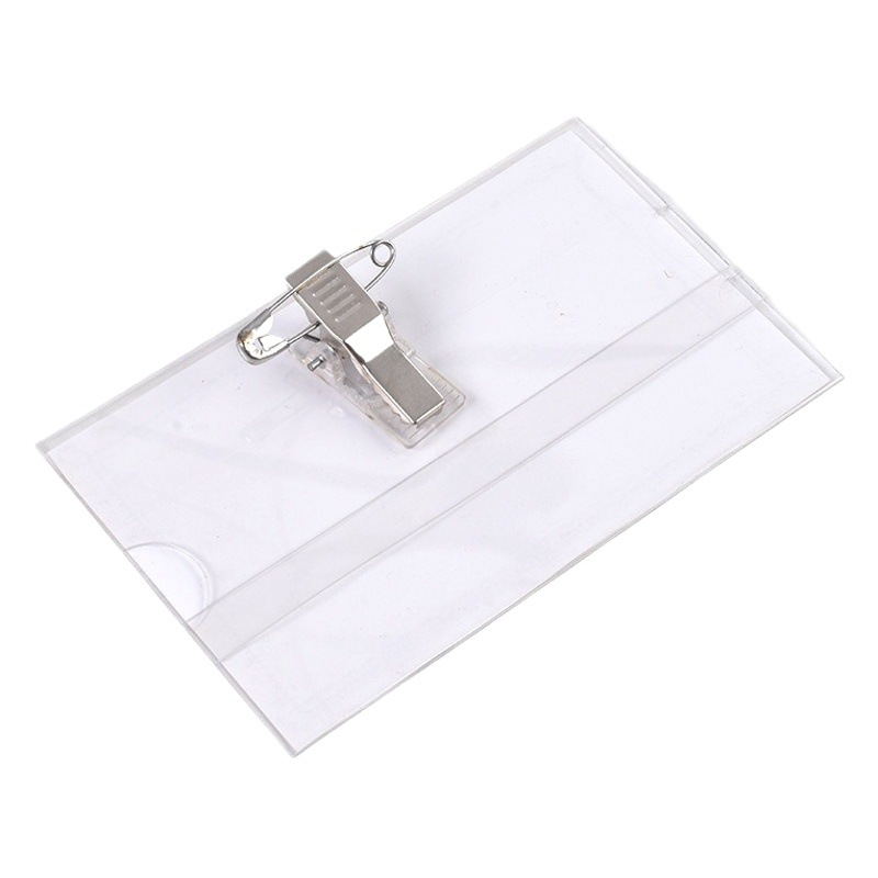 pvc double-sided transparent pin clip employee ID card holder tag work card student ID badge badge badge factory card