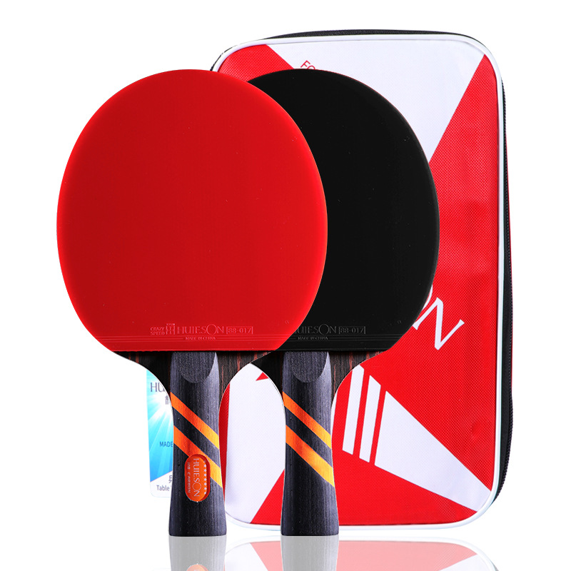 Picture of Huisheng M8 double pair of high elastic professional table tennis racket horizontal racket straight racket with racket set pure wood table tennis racket set