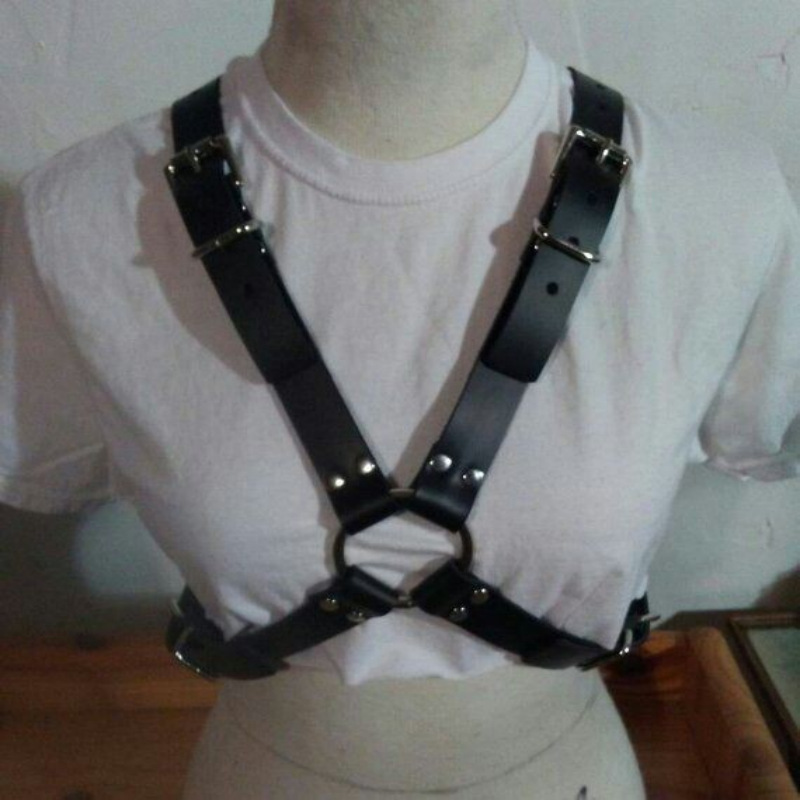 Cross-Border Leather Harness Chest Strap for Men and Women, Daily Shoulder Strap, Personalized Internet Celebrity Performance Shooting Shoulder Strap Leather Harness