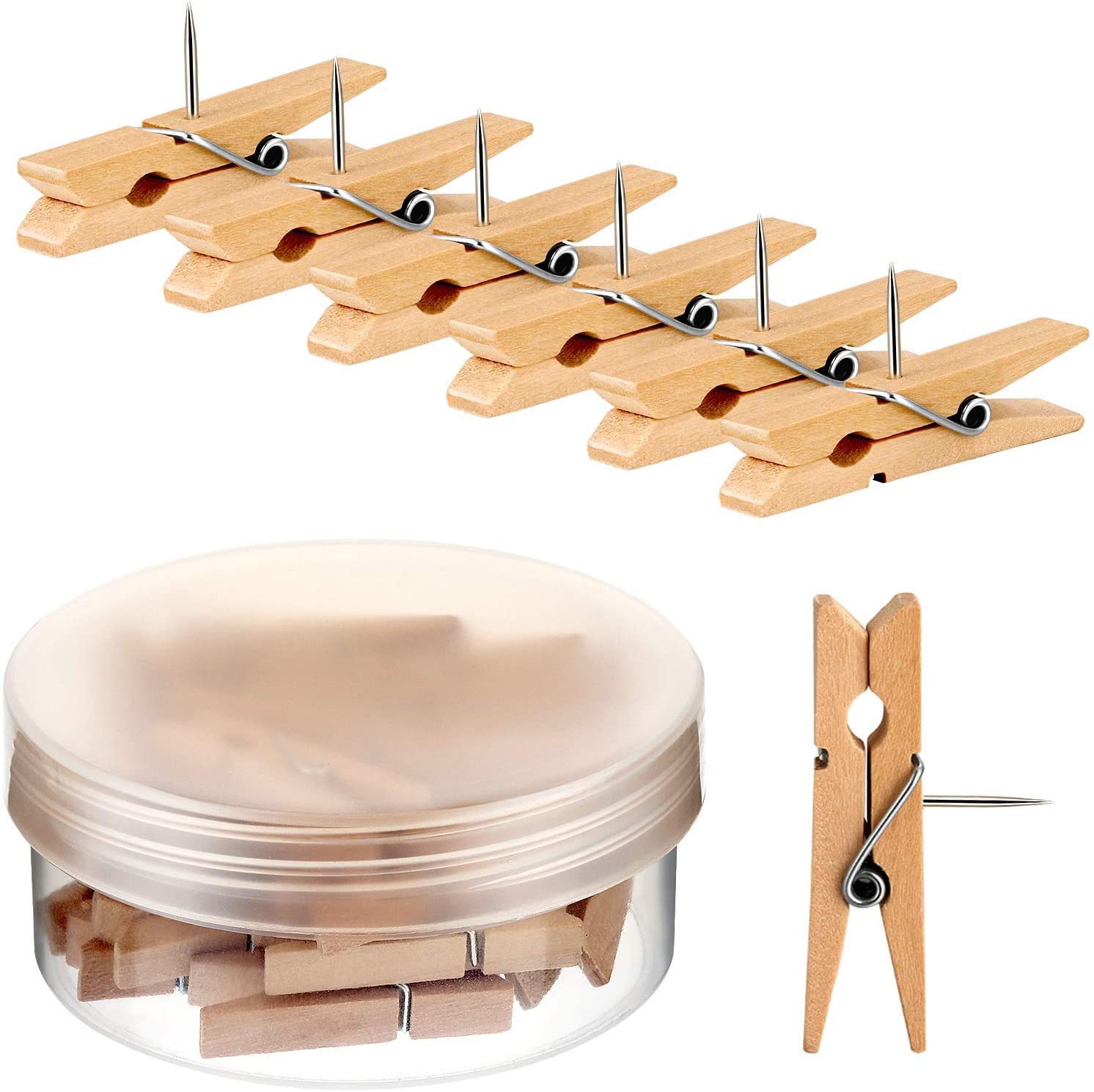 Factory Wholesale Wooden Clip with Nail Inlaid Pin Tack Decorative Photo Creative Office Cross-border Amazon