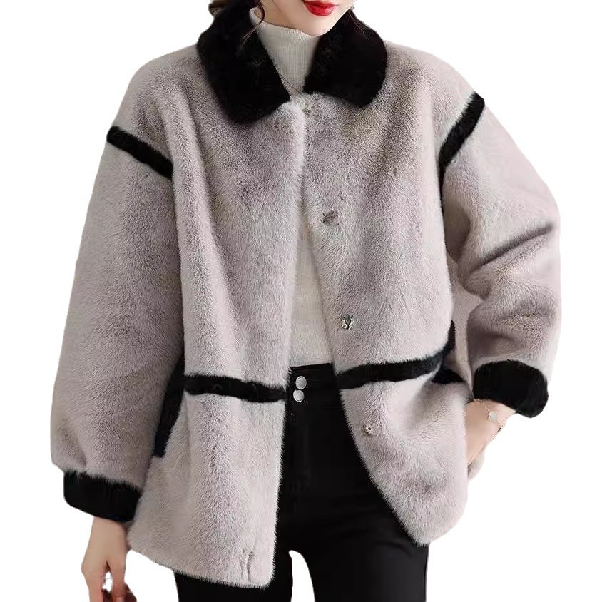 Picture of All-Net Low Price Imitation Mink Fur Fur One-Piece Leather Clothing Women's Clothing Thickened All-Match Fashion Trendy Coat