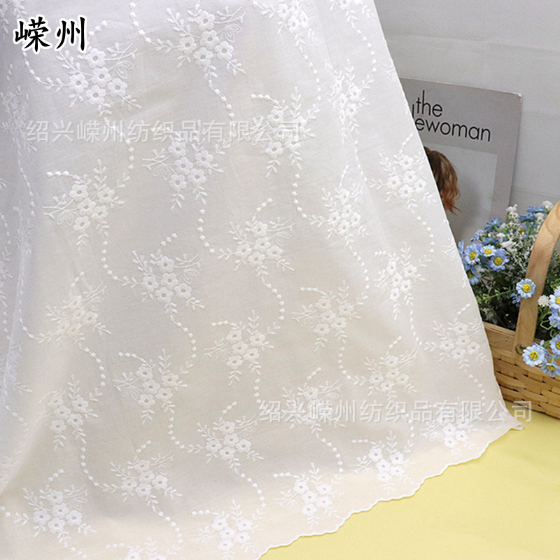 Cotton Embroidered Fabric Bilateral Positioning Women's Evening Dress Cut Out Punched Dress Children's Clothing Fabric