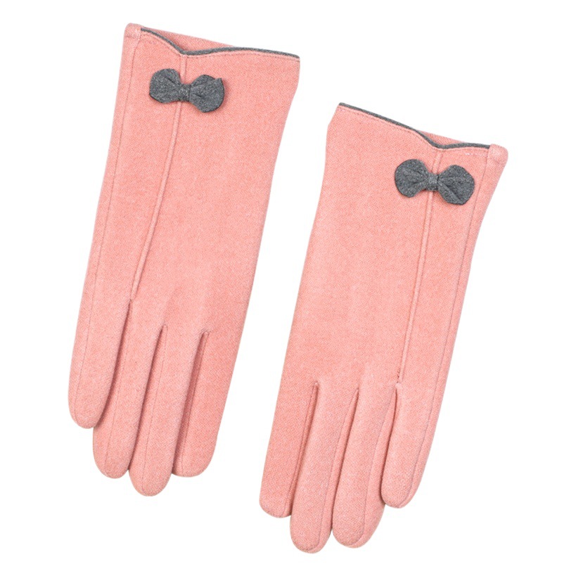 Warm Gloves New Women's Bow Imitation Rabbit Velvet Gloves Autumn and Winter Riding Fleece-Lined Cold-Proof Touch Screen Gloves