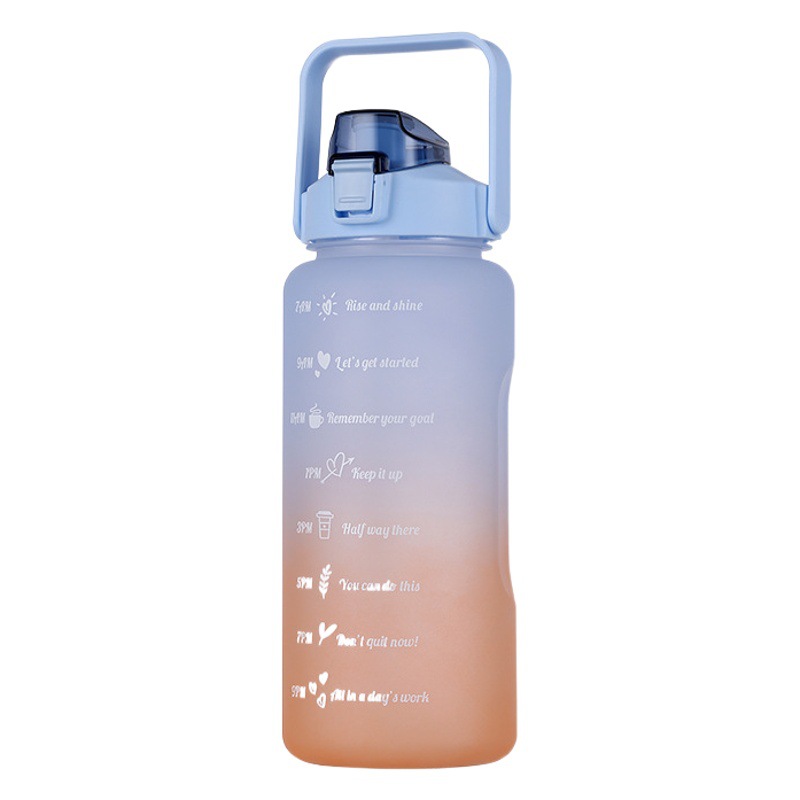 Cross-border three-piece plastic water cup high color value space cup gradient large capacity water cup wholesale suction tube cup barrel belly