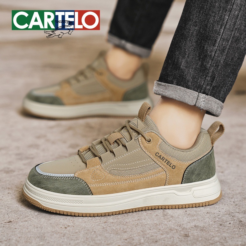 Cardile Crocodile Men's Shoes Summer Breathable Leather Sneakers Men's Versatile Moral Training Shoes Men's Sports and Leisure Shoes Trendy