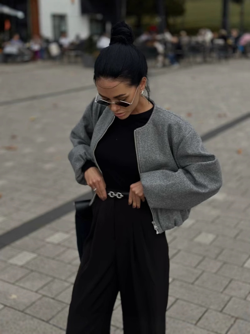 Cross-border foreign trade AliExpress explosions new foreign trade women's wholesale ZR two-color soft bomber jacket coat