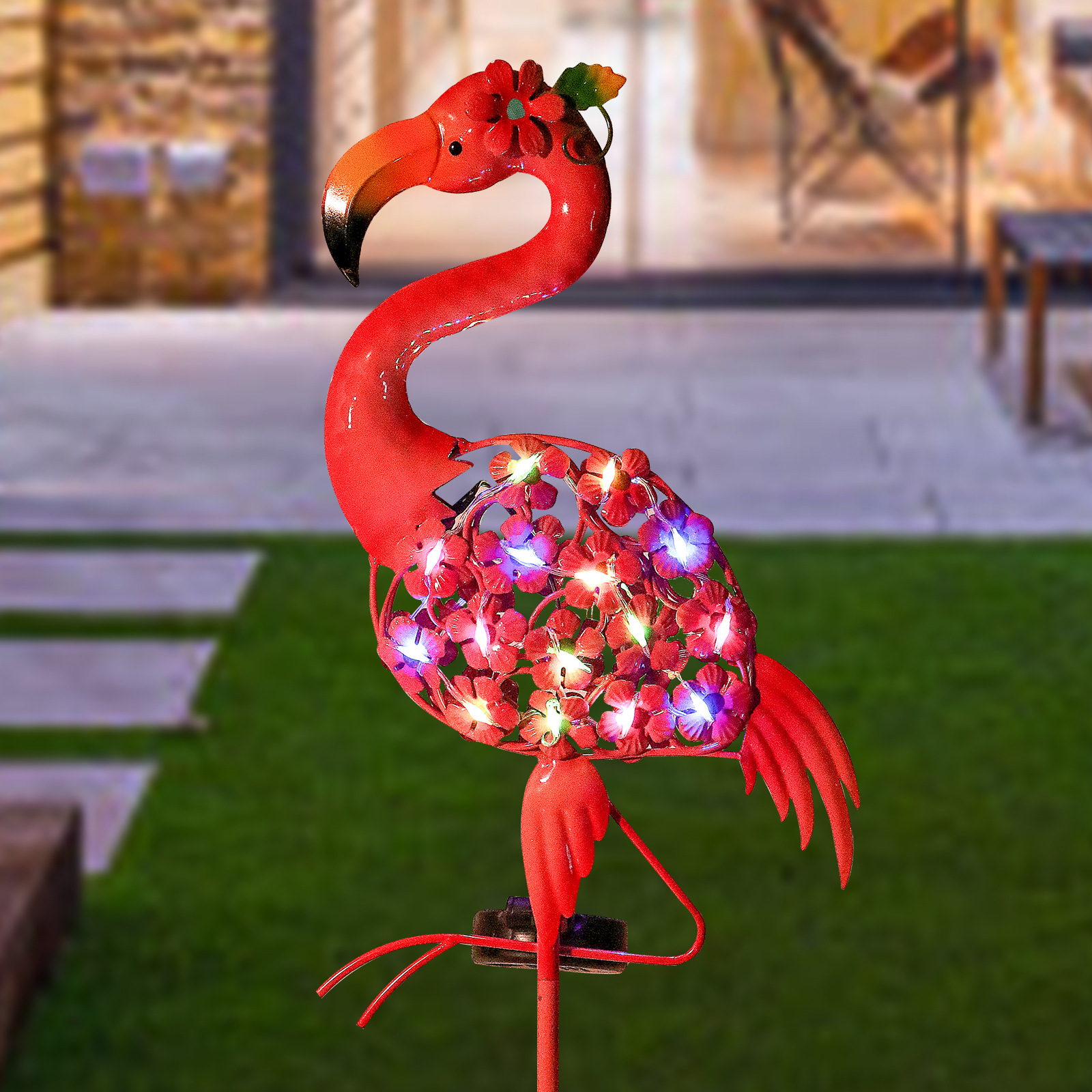 Cross-border Solar New flamingo lawn lamp ground lamp landscape lamp decoration outdoor Villa Garden Garden lamp