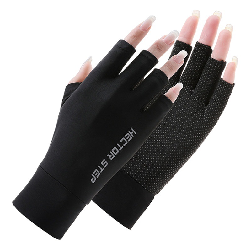 Sun Protection Gloves for Men and Women, Thin, Quick-Drying, Couples Driving, Non-Slip, Breathable, Summer Cycling, Elastic, Breathable, Half-Finger Ice Silk