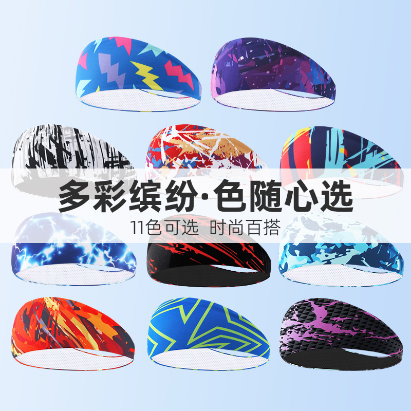 Picture of Summer Colorful Sports Hair Band Women's Anti-sweat Absorbing Non-slip Headband Running Sports Yoga Fitness Elastic Hair Band