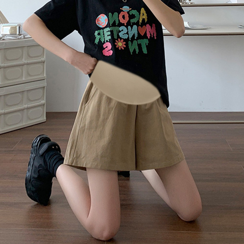 Picture of Maternity Pants, Ice Silk Cotton and Linen Shorts, Wide-Leg Pants, Loose Slimming Look A-Line Cargo Shorts, Casual Sports Outer Wear
