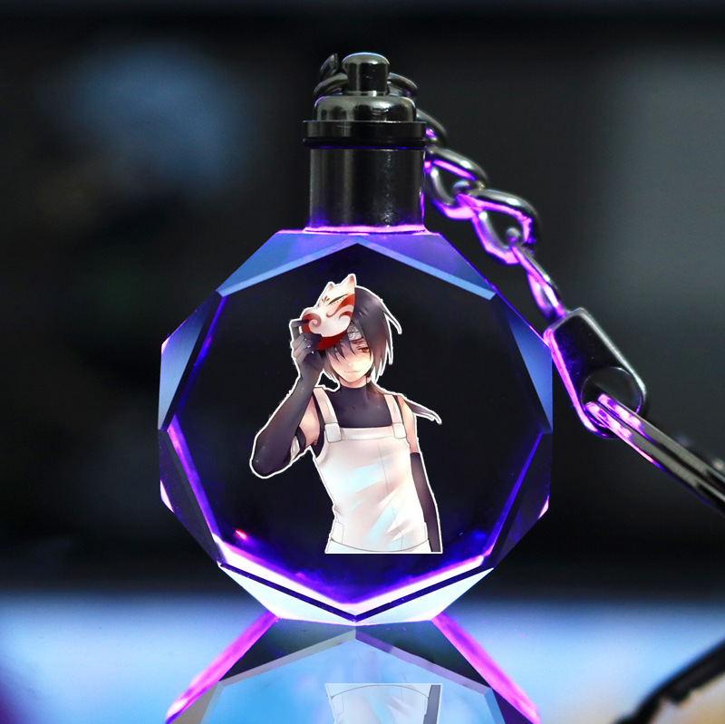 Picture of Naruto Peripheral Pendant Naruto Kakashi Sasuke I Ailuo Animation Luminous Crystal Keychain Wholesale