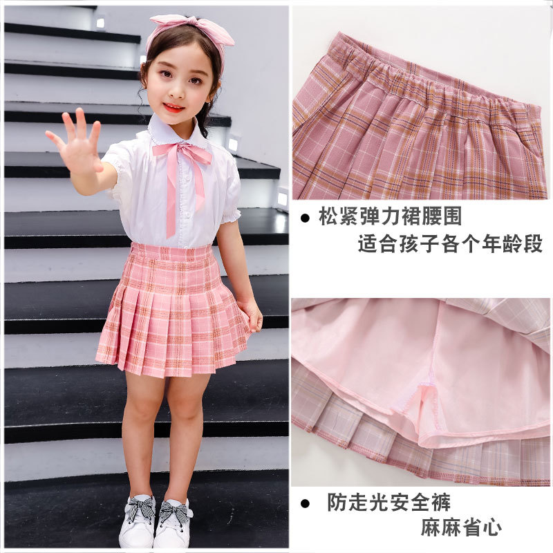 Picture of Girls' skirt children's clothing Korean style new preppy style children's short skirt class clothes plaid skirt medium and large children's pleated skirt