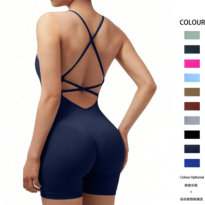 Cross-border Beauty Back Fitness Suit Wearing Quick-drying Clothes Yoga jumpsuit Sports suit Yoga Suit suit High-end Summer