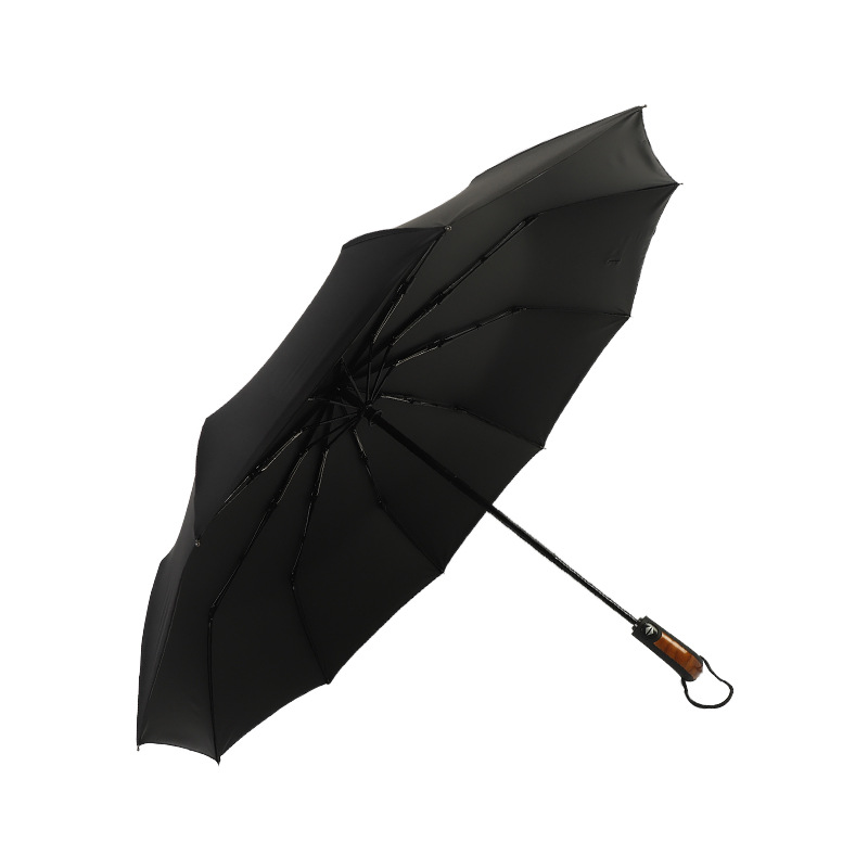 Picture of 10 bone automatic umbrella self-opening opaque black rubber sunscreen sun umbrella curved handle three-fold umbrella advertising logo