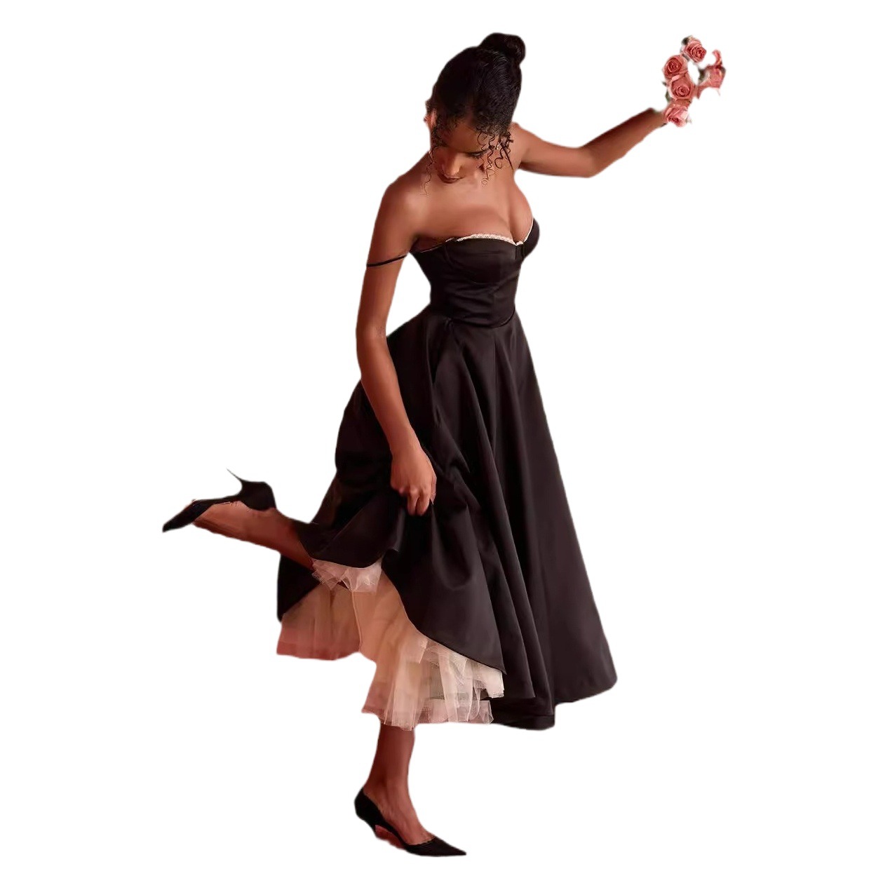 Picture of European and American sexy women's cross-border Amazon new strap V-neck sleeveless dress pettiskirt long skirt