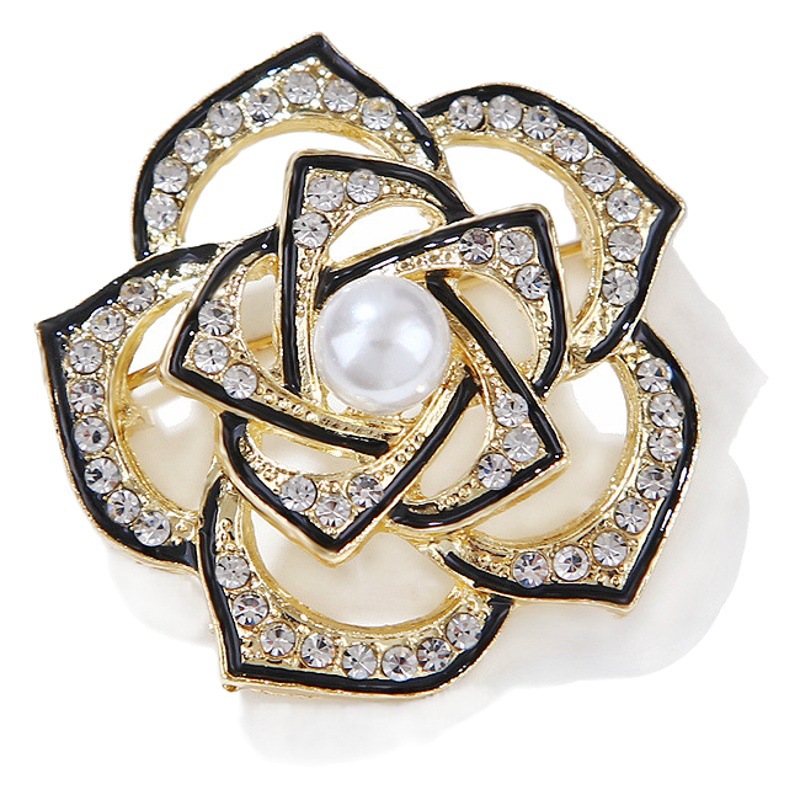 Lanhao Small Fragrant Camellia Exquisite Anti-Exposure Brooch Accessible Luxury Pin Accessories Women's Environmentally Friendly Alloy Brooch