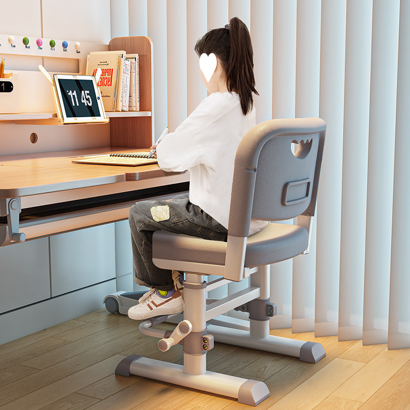 Children's study chair can be lifted and adjusted, and the writing backrest stool for primary school students is a home work desk seat