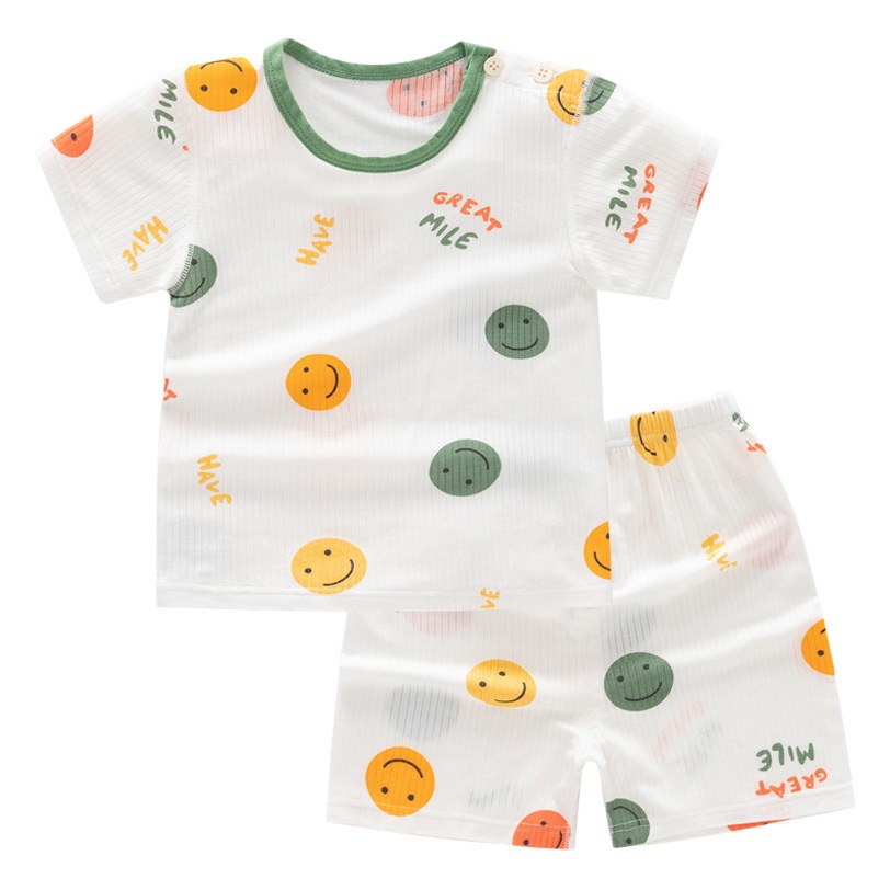 in stock wholesale summer new modal short sleeve split suit thin children's pajamas children's clothing two-piece set