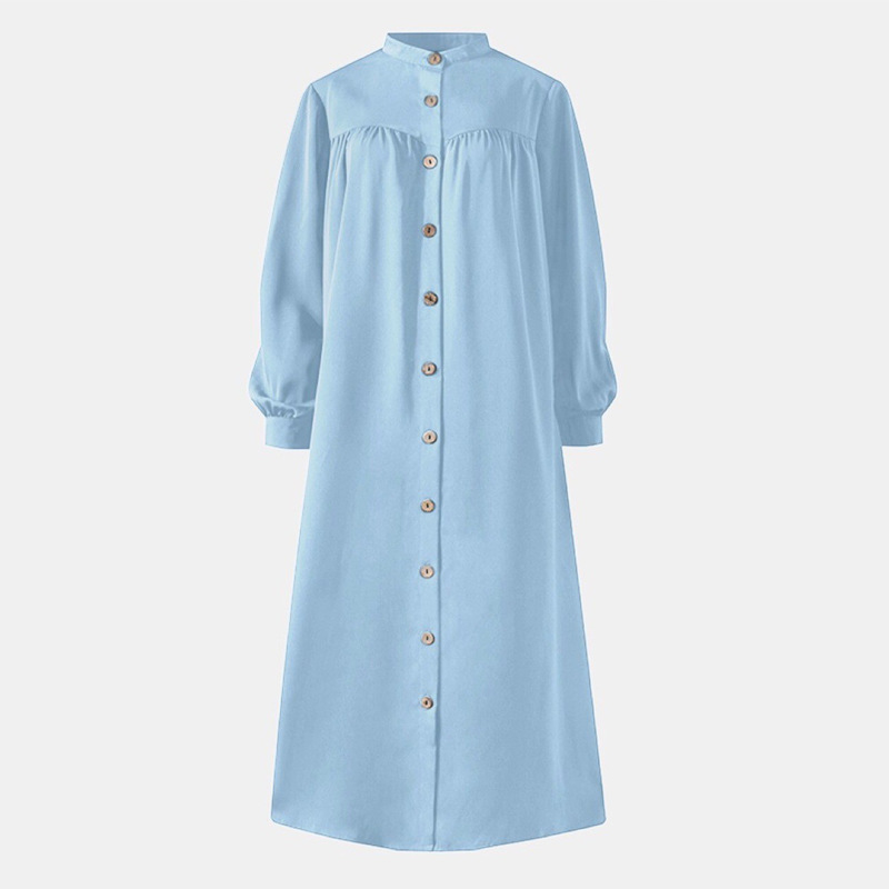 Picture of Big Sale Export Wholesale Women's Long-Sleeved Dress Plus Size Women's Casual Elegant Stand-Up Collar Clothes Splicing Dress
