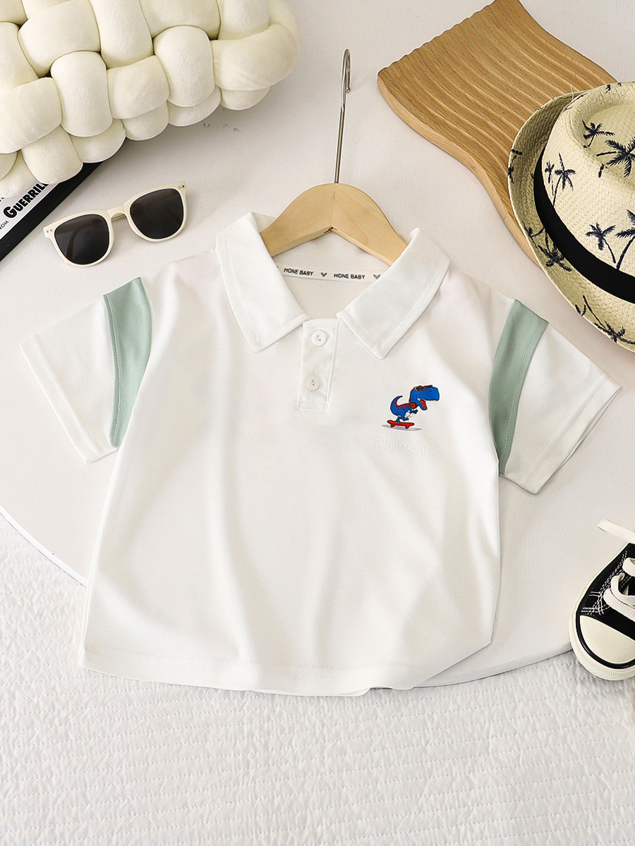 Picture of Boys T-shirt Summer 2025 New Short-sleeved Children's Wear Baby Summer Thin Pearl Cotton POLO Shirt Fashionable Hair