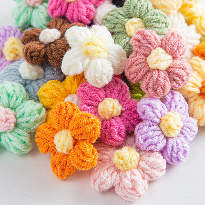 Picture of DIY Hand-Woven Wool Flowers Milk Cotton Crocheted Puff Flowers Ready-Made Clothing Accessories Accessories Manufacturer Wholesale