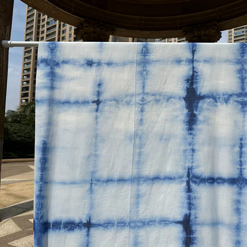 Picture of Cotton Traditional Tie-Dye Pattern Fabric Ethnic Style Blue Dye Kindergarten Environmental Background Cloth Mantle Decorative Fabric