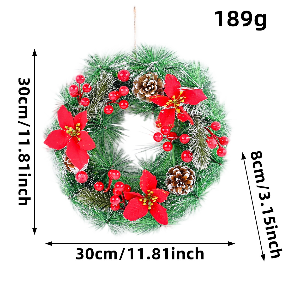 Picture of Christmas Wreath Wholesale 2022 New Simulated Wreath Christmas Decorations Handmade Wreath Door Hanging Window Decorations