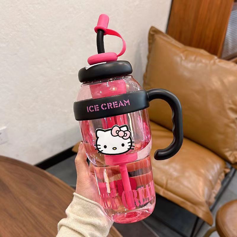 Picture of Net red belly cup high color value large capacity handle cup summer ice cup plastic straw cup 2025 new
