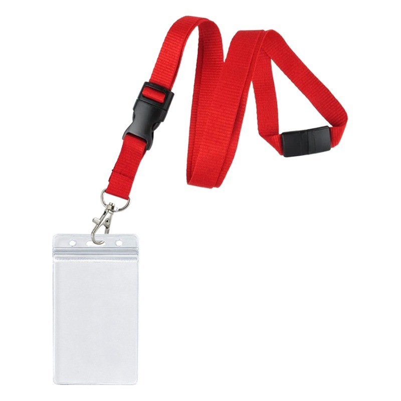 Polyester solid color black red Green dark blue 2cm safety buckle lanyard PVC certificate card set mobile phone lanyard