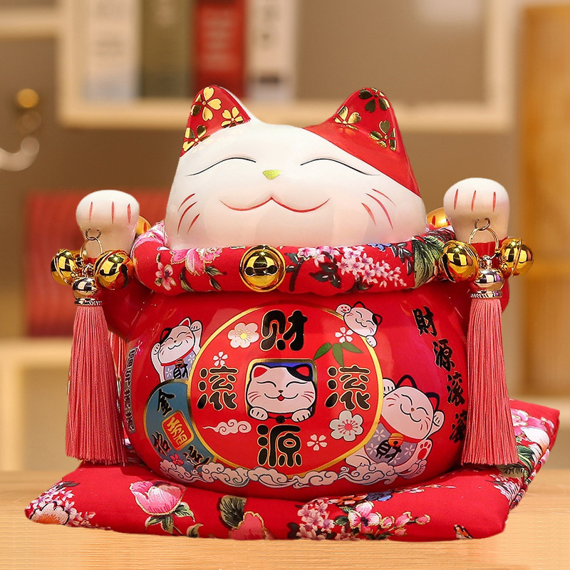 Picture of Lucky Cat Ornaments Creative Gift Decorations Japanese Piggy Bank Large Ceramic Living Room Shop Opening Lucky Cat