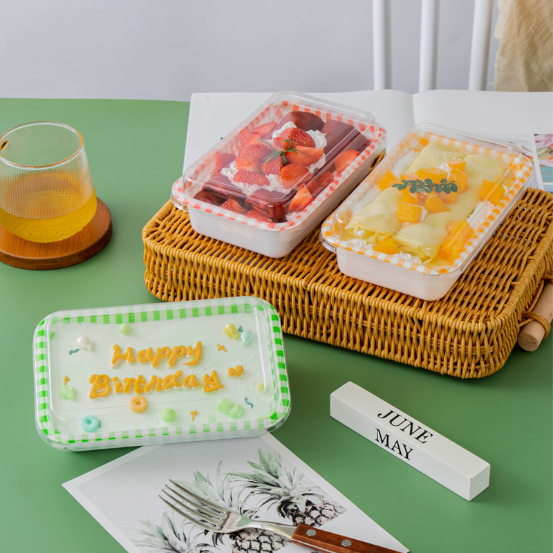 Cyber Celebrity Square Tiramisu Cake Box Vintage Plaid Ins Style Bento Box Sandwich Dessert Packaging Box