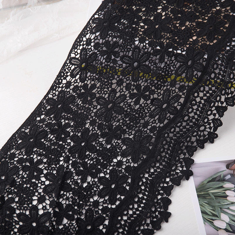 30cm wide black and white embroidered mesh lace accessories diy decorative skirt clothing curtain 60G