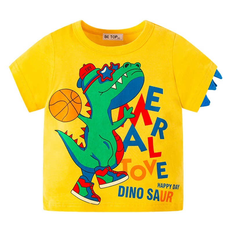 Be Top Kidsren's Clothing New Dinosaur Kidsren's K-Style Cartoon Short-Sleeved Summer Clothing Fashionable and Trendy One-Piece Drop Shipping Distribution