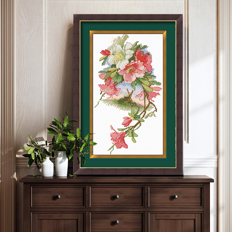 Picture of Cross stitch living room dining room small fresh simple flower plant 2021 new thread embroidery diy handmade embroidery