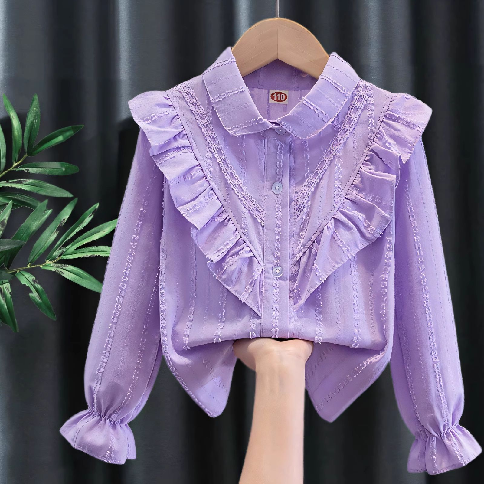 Picture of Children's Shirt White Long Sleeve Spring and Autumn Class Clothing Performance Clothing Lace Girl Student Clothing 2024 New Style Girl's Spring and Autumn
