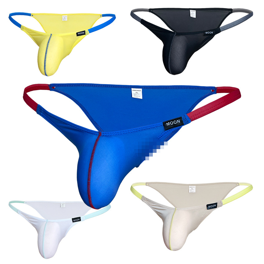 [Factory] low waist contrast color boys underwear translucent men's ice silk briefs 3016