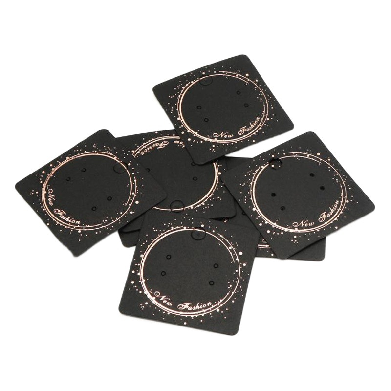 In stock wholesale 350g black cardboard gilding earrings necklace packaging card jewelry display card can be printed logo