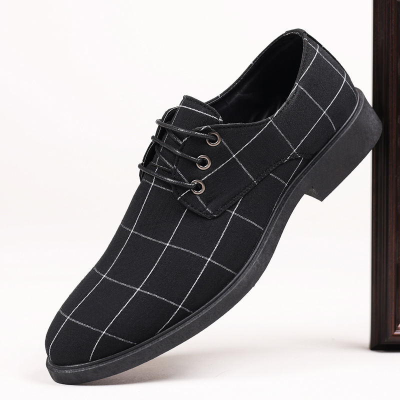 Spring and Autumn British Cloth Shoes Business Dress Leather Shoes Men's Shoes Inner Canvas Shoes Lace-up Suit Shoes Men's Casual Shoes