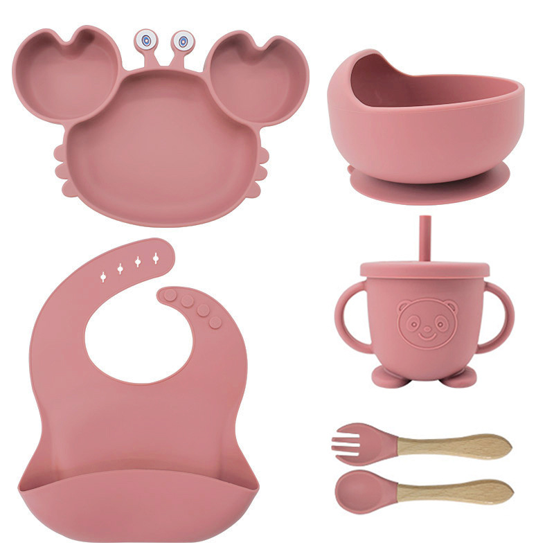 Picture of Baby silicone tableware crab plate suit food supplement bowl bib food grade tableware suit factory direct supply cross-border
