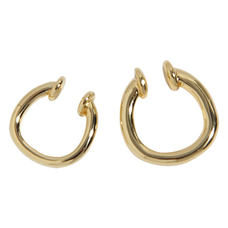 European and American new metal ring opening ear pierced ear clip tide stacked wear earring geometric earring ring dual-use female